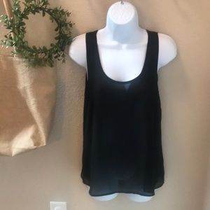 Sheer Black blouse with tie back